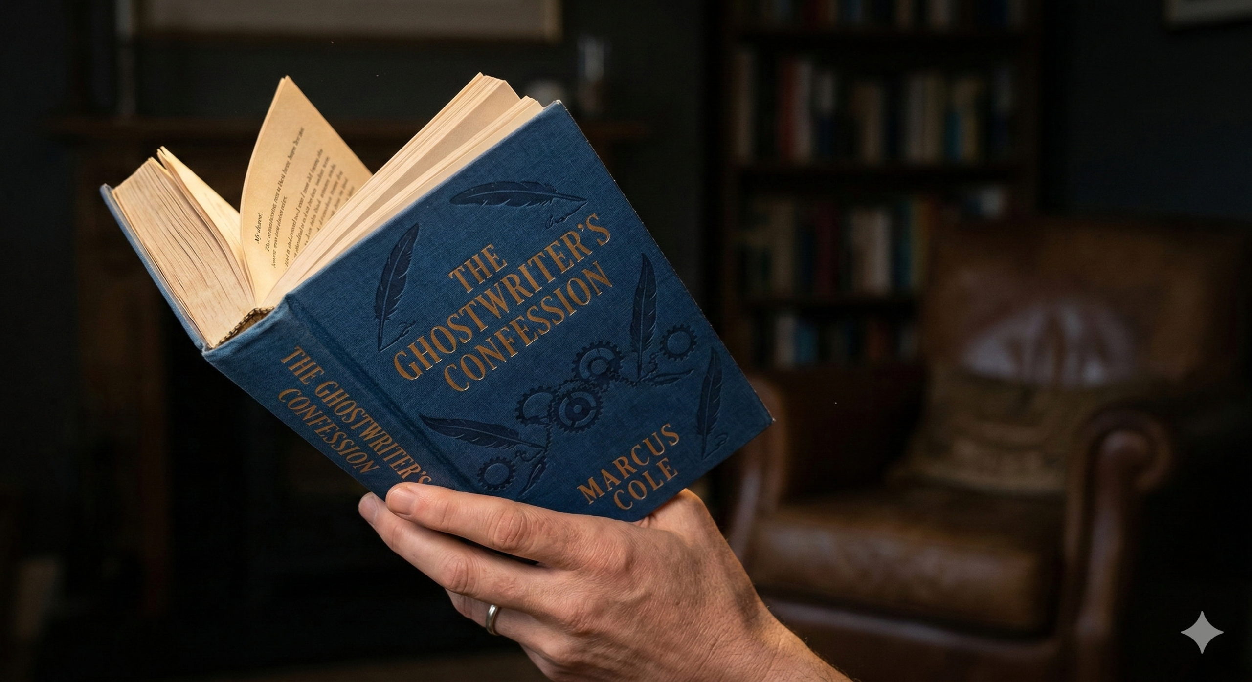 Hand holding a book illuminated by comfortable warm reading light at night.